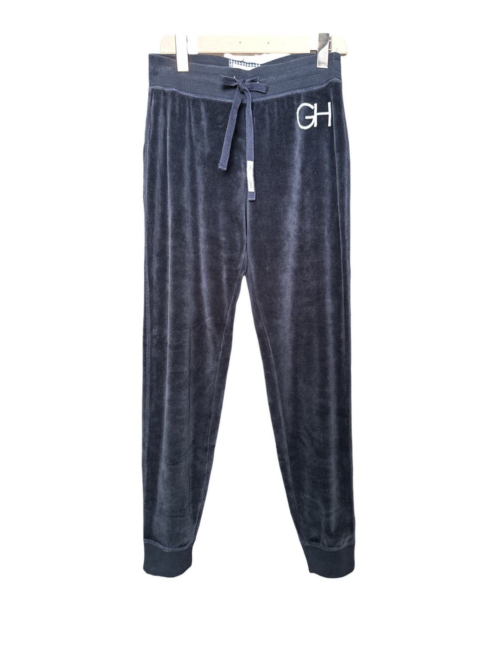 Gilly Hicks Banded Vintage Velour Joggers, Size XS, Navy Blue